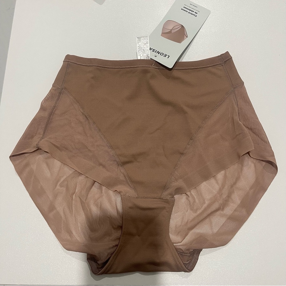 NWT Leonisa Compression Underwear Thong Lace Brown